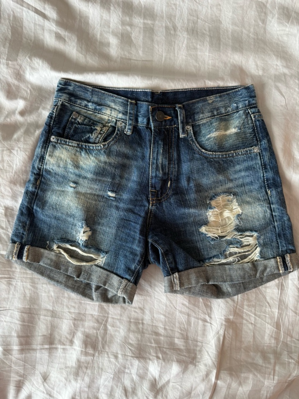 🆕 Ralph Lauren Distressed Rolled-Hem Jean Shorts - Blue